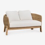 Canap� de jardin 2 places en bois d'acacia et rotin synth�tique leilan acacia marron clair
