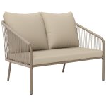 Canap� de jardin 2 places style boh�me chic avec coussins assise dossier acier r�sine filaire gr�ge