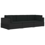 Ensemble de canap�s de jardin 3 pi�ces coussins, canap� de patio modulaire en polyrotin noir
