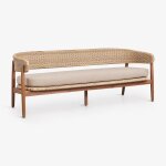 Canap� de jardin 3 places en bois d'acacia et rotin synth�tique ribeira brun acacia