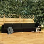 Ensemble de canap�s de jardin 4 pi�ces en polyrotin noir, coussins de patio modulaires