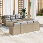 Canap de jardin 8 pices avec coussins beige poly rattan acacia, canap de jardin 2 places avec rangement ...