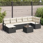 Canaps de jardin 8 pices avec coussins noir rotin synthtique, canap de jardin 2 places avec coussins ...