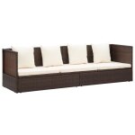Vidaxl lit de jardin avec coussin et oreillers résine tressée marron Vidaxl lit de jardin avec coussin et oreillers résine tressée marron