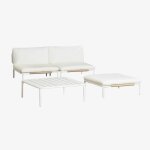 Canapé de jardin modulable 2 pièces, pouf et table basse roubly beige amande Canapé de jardin modulable 2 pièces, pouf et table basse roubly beige amande