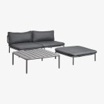 Canapé de jardin modulable 2 pièces, pouf et table basse roubly gris graphite Canapé de jardin modulable 2 pièces, pouf et table basse roubly gris graphite
