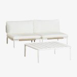Salon de jardin avec canap� modulable 2 pi�ces et table basse roubly beige amande