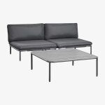 Canap� de jardin modulable 2 pi�ces et table basse roubly gris graphite