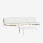 Salon de jardin avec canap� modulable 3 pi�ces et table basse roubly beige amande