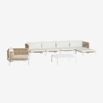 Canap� de jardin modulable 4 pi�ces comprenant 2 fauteuils d'angle, pouf, fauteuil et table basse roubly ...