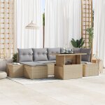 Canap� de jardin vidaxl ensemble de 7 beige, gris rattan, polyester