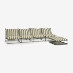 Canap� modulaire de jardin 4 pi�ces avec pouf convertible amaro beige tapioca - vert olive intense