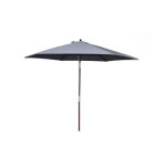Cancun - parasol en bois inclinable rond toile grise