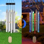 Carillon solaire a led avec d�tection automatique du vent, lumi�re changeante de couleur ip55, lampe ...
