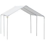 Carport auvent pour voiture 5, 95l x 2, 90l x 2, 60h m acier galvanis� robuste pe haute densit� blanc ...