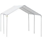 Carport auvent pour voiture 5, 95l x 2, 90l x 2, 60h m acier galvanis� robuste pe haute densit� blanc ...