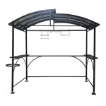 Carport barbecue autoportant a double toit finition epoxy gris anthracite - toit r�alis� en acier galvanis� ...