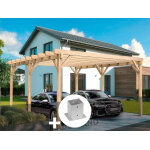 Carport en bois lamell� - coll� n�mes 400 x 400 cm + 4 supports poteaux - maderland