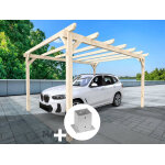 Carport en bois lamell� - coll� rouen 600 x 400 cm + 6 supports poteaux - maderland