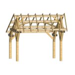 Carport double pente asymétrique sans couverture - 1 voiture - surface extérieure : 19, 70 m2 Carport double pente asymétrique sans couverture - 1 voiture - surface extérieure : 19, 70 m2