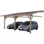 Carport mono - pente mural double / couverture bardeau bitum