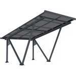 Carport solaire avec panneaux photovolta�ques - 366 x 575 x 366 cm - gris - 4, 1 kw