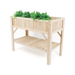 Carr� potager en bois sur pieds  magnolia  - 115 x 57 x 90 cm - beige