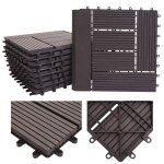 Carreau de sol wpc rh�ne + bordure, aspect bois, 11x chaque 30x30cm = 1m premium anthracite, echelonn� ...