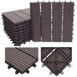 Carrelage de sol wpc rhne + bordure, aspect bois, 11x chaque 30x30cm = 1m anthracite linaire vertical ...