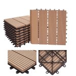 Carrelage de sol wpc rhône + bordure, aspect bois, 11x chaque 30x30cm = 1m teck linéaire vertical Carrelage de sol wpc rhône + bordure, aspect bois, 11x chaque 30x30cm = 1m teck linéaire vertical
