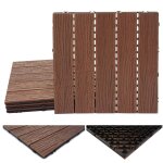 Carrelage en wpc hwc - e19, aspect bois pour balcon / terrasse, structure 3d brun fonc�, 4x chaque 50x50cm ...