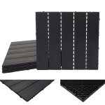Carrelage en wpc hwc - e20, aspect bois pour balcon / terrasse, 4x chaque 50x50cm = 1m, gaufré anthracite ... Carrelage en wpc hwc - e20, aspect bois pour balcon / terrasse, 4x chaque 50x50cm = 1m, gaufré anthracite ...
