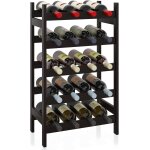 Casier a vin en bambou, support d'affichage de 20 bouteilles, etagres de rangement sur pied a 5 niveaux ...