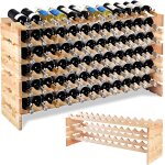 Casier a vin en pin pour 72 bouteilles de vin, 6 hauteurs empilables, pour cuisine, salon, pub, bar, ...
