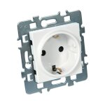 Casual m�canisme 2p + t schuko + cache blanc + support m�tal debflex