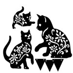 Cat yard art jardin statues m�talliques d�co, 3 pi�ces chat evider silhouette forme animale pieu d�corations, ...