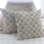 Cauc - lot de 2 housses de coussin en lin - 45 x 45 cm - marron - motif floral - carr moderne - pour ...