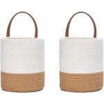 Cauc - 2 paniers  plantes tisss en corde de coton, ensemble de panier mural tiss suspendu, corde de ...