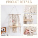 Cauc - etagere murale bois bohème macramé, tissé à la main etagere suspendue corde avec corde en coton, ... Cauc - etagere murale bois bohème macramé, tissé à la main etagere suspendue corde avec corde en coton, ...