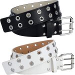 Ceinture  double ?illet en cuir synthtique, style punk, unisexe, boucle  2 ?illets, pour femme et ...