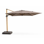 Cesare - parasol rectangulaire 3x4m d�port� rotatif gris pied effet bois en aluminium