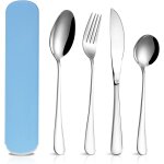 Cfrx - couverts camping, ensemble de 4 pices set couverts voyage, couverts inox - rutilisable et passe ...
