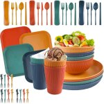 Cfrx - vaisselle camping 4 personnes, 48 pièces assiette plastique, ensemble vaisselle de table avec ... Cfrx - vaisselle camping 4 personnes, 48 pièces assiette plastique, ensemble vaisselle de table avec ...