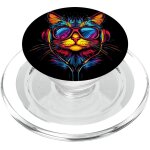 Cfux - chat lunettes de soleil casque color arc - en - ciel chats popsockets popgrip pour magsafe