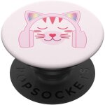 Cfux - kawaii gamer fille gameuse chat casques d'coute rose pastel popsockets popgrip - support et grip ...
