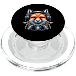 Cfux - renard avec casque et batterie tambours popsockets popgrip pour magsafe Cfux - renard avec casque et batterie tambours popsockets popgrip pour magsafe