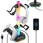 Cfux - support de casque rvb, support de casque de jeu rvb, 7 + 1 + 1, mode ambiance, transfert de donnes ...