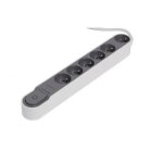 Chacon bloc design parafoudre 6 x 16a avec inter. , 1. 5m, gris fonc, gris, 16 a, 3 m
