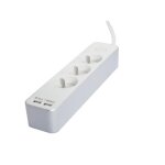 Chacon bloc multiprise 3 prises 16 a avec 2 ports usb et c�ble 1. 5 m ho5vv - f 3x1. 5 mm blanc et argent� ...