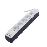 Chacon bloc multiprise 5 prises 16 a avec 2 ports usb et cble 1. 5 m ho5vv - f 3x1. 5 mm blanc et gris ...